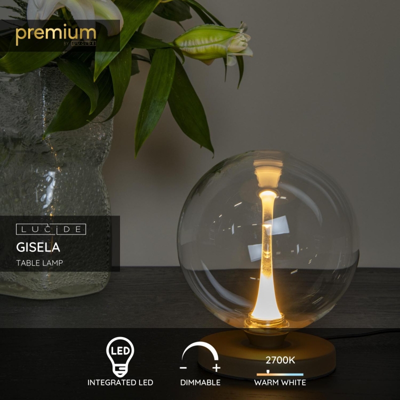 Lucide GISELA - Stolová lampa - Ø 16 cm - LED - 1x4W 2700K - Transparent